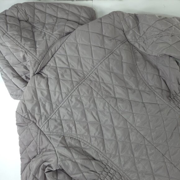 MICHAEL KORS GRAY QUILTED JACKET WOMEN'S SIZE PETITES MEDIUM HOODED ZIP POCKETS - Picture 8 of 16
